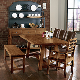 6_600-TrestleTableCraftedLiveEdgeTop_HorizontalSlat_GenuineLeatherChairs_Bench_Server_Hutch